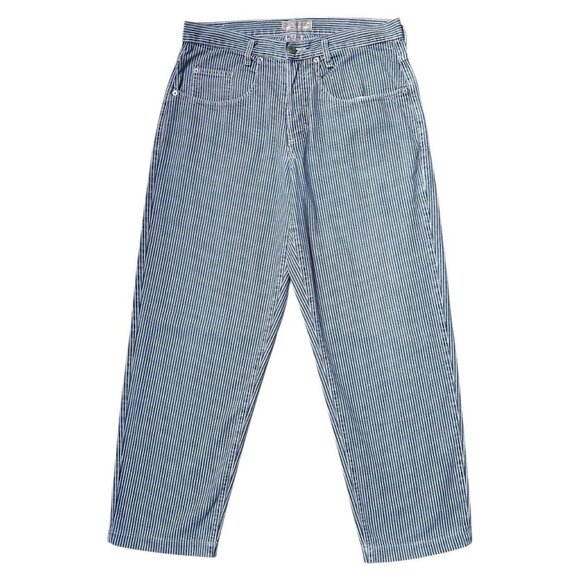 80s 90s vintage highwaisted stripe Guess jeans railroad stripe relaxed mom jean. - Picture 1 of 5